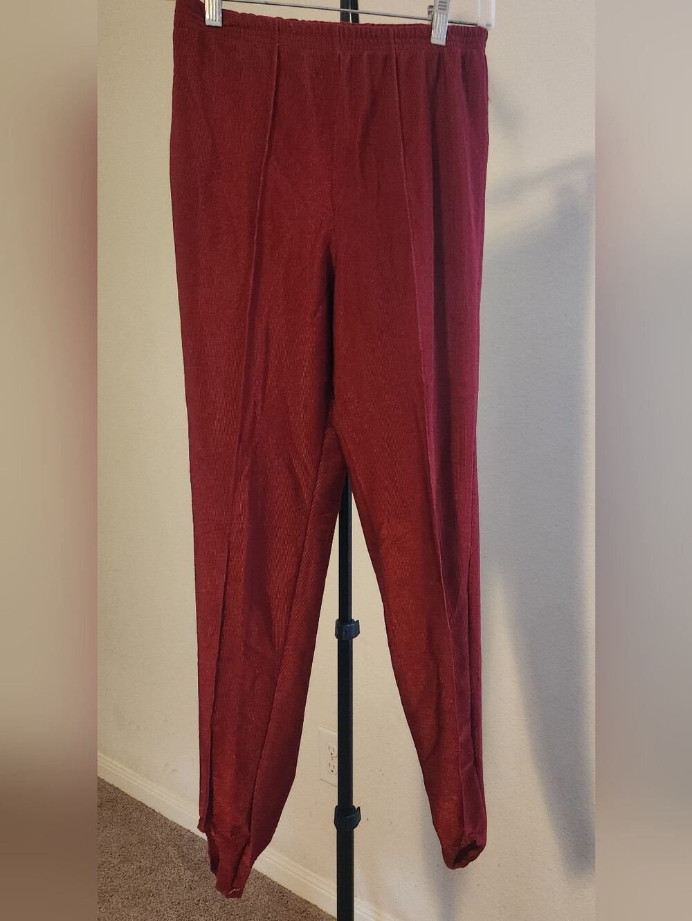 Tailored Maroon Dress Pants - Elastic Waist Comfort